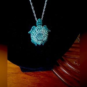 Swarovski Crystal and sterling turtle necklace. - never worn